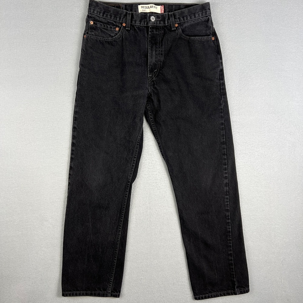 VTG Levis 505 Jeans Fit 32x29 Black Denim Faded Regular Fit Straight Leg Mexico